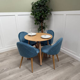 Life Interiors Lucia Dining Set With Round Table And Set Of 4 Lucia Velvet Dining Chairs - thumbnail 3
