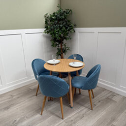 Life Interiors Lucia Dining Set With Round Table And Set Of 4 Lucia Velvet Dining Chairs - thumbnail 4