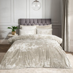 Catherine Lansfield Bedding Crushed Velvet Duvet Cover Set With Pillowcases Natural - thumbnail 1