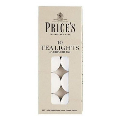 Price's Candles Prices White Tealights Pack Of 10