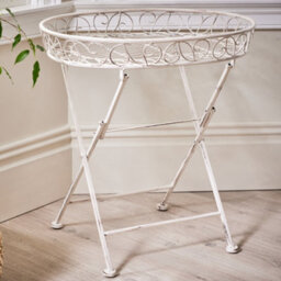 Dibor Vintage Style Luxury Cream Folding Indoor Hallway Bedside Coffee Tray Table - thumbnail 3