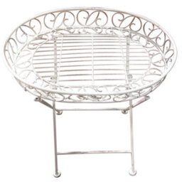 Dibor Vintage Style Luxury Cream Folding Indoor Hallway Bedside Coffee Tray Table - thumbnail 2