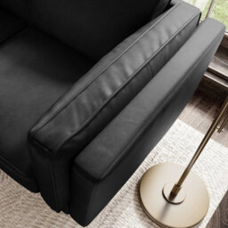 Valencia Artisan Leather Three Seats Sofa Black Nappa 11000 Top Grain Leather Alder Wood Legs And Frame - thumbnail 6