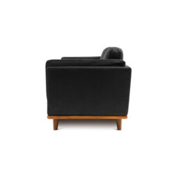Valencia Artisan Leather Three Seats Sofa Black Nappa 11000 Top Grain Leather Alder Wood Legs And Frame - thumbnail 9