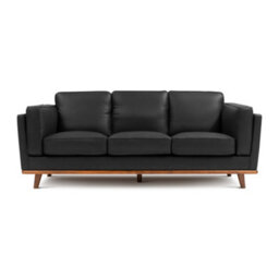 Valencia Artisan Leather Three Seats Sofa Black Nappa 11000 Top Grain Leather Alder Wood Legs And Frame - thumbnail 8