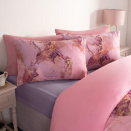 OHS Marble Duvet Cover Set Quilt Bedding Reversible, Blush/white - Double - thumbnail 6