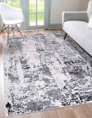 Smart Living Modern Carved Area Rug, Living Room Carpet, Kitchen Floor, Bedroom Soft Rugs 60Cmx220Cm-Emperor(320 Styra Silver) - image 1