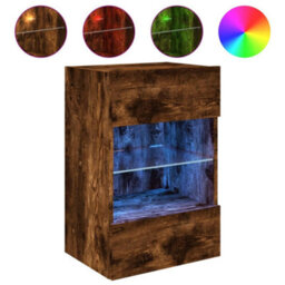 Berkfield Tv Wall Cabinets With Led Lights 2 Pcs Smoked Oak 40X30X60.5 Cm - thumbnail 6