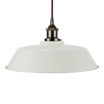 Pale Grey Chancery Painted Dome Pendant Light With Black Nickel Lamp Holder And Brown Twisted Cable - Se Home - image 1