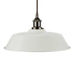 Pale Grey Chancery Painted Dome Pendant Light With Black Nickel Lamp Holder And Brown Twisted Cable - Se Home - thumbnail 1
