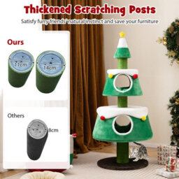 Costway Christmas Cat Tree Cute Cat Tower For Indoor Cats W/ 2 Condos-Green - thumbnail 6