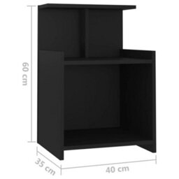 Berkfield Bed Cabinet Black 40X35X60 Cm Engineered Wood - thumbnail 6