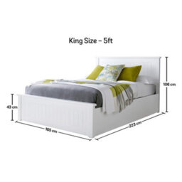 New England White Wooden Ottoman Storage Bed - King Size Ottoman Only - thumbnail 5