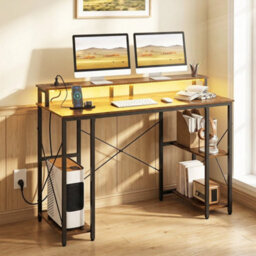 120 Cm Desk With Charging Station And Led Lights Workstation Gaming Table - thumbnail 3
