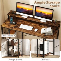 120 Cm Desk With Charging Station And Led Lights Workstation Gaming Table - thumbnail 6