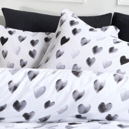 Ohs Watercolour Hearts Duvet Cover Set Microfibre Bedding With Pillowcase, Mono - Double - thumbnail 4
