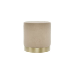 LPD Lara Beige Velvet Pouffe - Small Multipurpose Design With Brushed Gold Base - thumbnail 1
