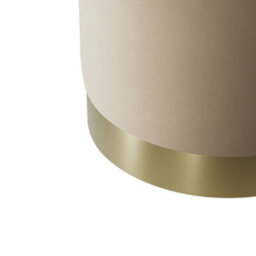 LPD Lara Beige Velvet Pouffe - Small Multipurpose Design With Brushed Gold Base - thumbnail 2