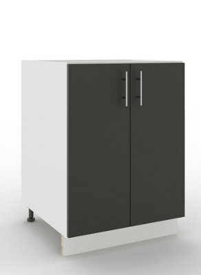 Jd Greta Adjustable Legs Kitchen Base Unit 600mm Storage Cabinet With Door Shelf 60Cm - Dark Grey Matt - image 1