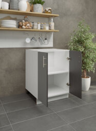 Jd Greta Adjustable Legs Kitchen Base Unit 600mm Storage Cabinet With Door Shelf 60Cm - Dark Grey Matt - thumbnail 3