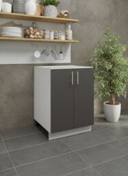 Jd Greta Adjustable Legs Kitchen Base Unit 600mm Storage Cabinet With Door Shelf 60Cm - Dark Grey Matt - thumbnail 2