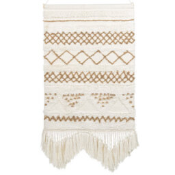 Beliani Fabric Wall Hanging Bazdan Cotton 107 Cm Beige - thumbnail 1