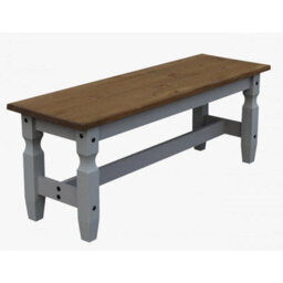 Dining Table 5'0 With 2 X 4'0 Benches Set Grey Wax Mexican Solid Pine - thumbnail 3