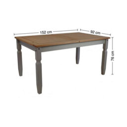 Dining Table 5'0 With 2 X 4'0 Benches Set Grey Wax Mexican Solid Pine - thumbnail 2