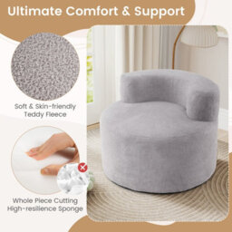 Costway Bean Bag Chair Moon-Shaped Floor Single Sofa Chair W/ Teddy Fleece-Grey - thumbnail 5