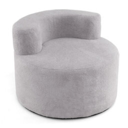 Costway Bean Bag Chair Moon-Shaped Floor Single Sofa Chair W/ Teddy Fleece-Grey - thumbnail 2