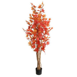 True Products Artificial Autumn Red Maple Tree With Natural Wood Trunk 165Cm - thumbnail 1