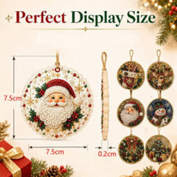 Amorly 6Pcs Christmas Ornaments Diy Pearl Diamond Art Kits With Twine For Holiday Window Christmas Decoration - thumbnail 9