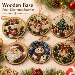 Amorly 6Pcs Christmas Ornaments Diy Pearl Diamond Art Kits With Twine For Holiday Window Christmas Decoration - thumbnail 4