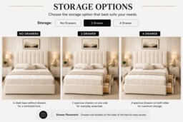 Stratus Interiors Classic Divan Bed Frame - Plush Velvet Upholstered Bed - 2 Drawer - Panel Headboard - Modern Bedroom Furniture - Cream - Double - thumbnail 4