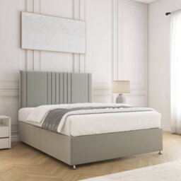 Bsspoke Monaco Divan Bed In Silver Plush Velvet With 24Inch Headboard No Mattress No Drawers In Single Double King 4Ft 6Ft - thumbnail 3