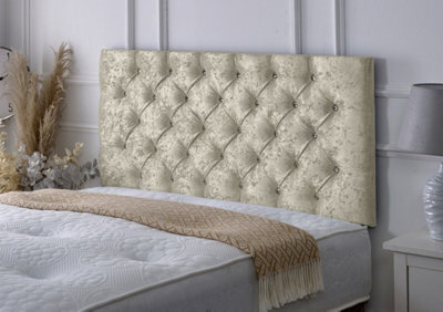 "Adore Designs Chesterfield Crushed Velvet 2Ft6 Small Single 24"" Headboard - Cream"