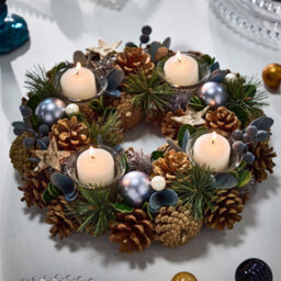 Dibor Moonlight Blue Round Table Centrepiece Christmas Decoration Candle Holder Tealight Holder 30Cm