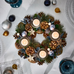 Dibor Moonlight Blue Round Table Centrepiece Christmas Decoration Candle Holder Tealight Holder 30Cm - thumbnail 2