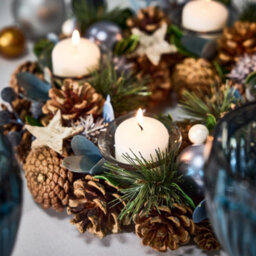 Dibor Moonlight Blue Round Table Centrepiece Christmas Decoration Candle Holder Tealight Holder 30Cm - thumbnail 4