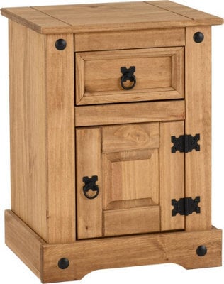 Seconique Corona Petite Bedside 1 Door 1 Drawer In Distressed Waxed Pine Finish - image 1