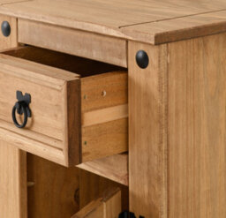 Seconique Corona Petite Bedside 1 Door 1 Drawer In Distressed Waxed Pine Finish - thumbnail 8