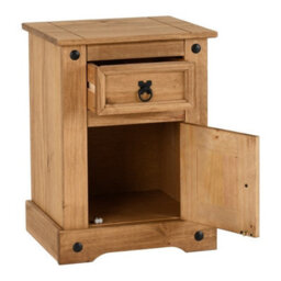 Seconique Corona Petite Bedside 1 Door 1 Drawer In Distressed Waxed Pine Finish - thumbnail 3