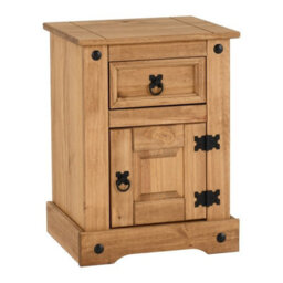 Seconique Corona Petite Bedside 1 Door 1 Drawer In Distressed Waxed Pine Finish - thumbnail 2