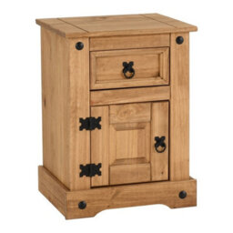 Seconique Corona Petite Bedside 1 Door 1 Drawer In Distressed Waxed Pine Finish - thumbnail 5