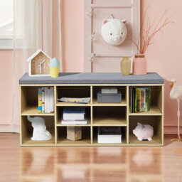 Costway Wooden Shoe Bench Hallway Shoe Storage Rack Cabinet Organizer W/ Seat Cushion - thumbnail 5