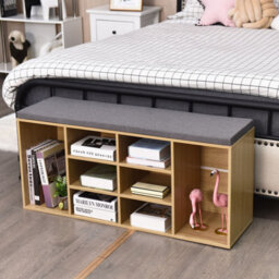 Costway Wooden Shoe Bench Hallway Shoe Storage Rack Cabinet Organizer W/ Seat Cushion - thumbnail 4