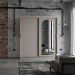 Selfie 180Cm Sliding Wardrobe 2 Door With Mirror Modern Bedroom And Living Room Storage Closet 180Cm Width Cashmere - thumbnail 1