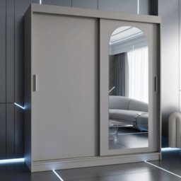 Selfie 180Cm Sliding Wardrobe 2 Door With Mirror Modern Bedroom And Living Room Storage Closet 180Cm Width Cashmere - thumbnail 2