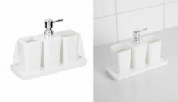 4-Piece Bathroom Accessory Set With Soap Dish, Dispenser, Tumbler, And Toothbrush Holder - thumbnail 5