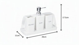 4-Piece Bathroom Accessory Set With Soap Dish, Dispenser, Tumbler, And Toothbrush Holder - thumbnail 3